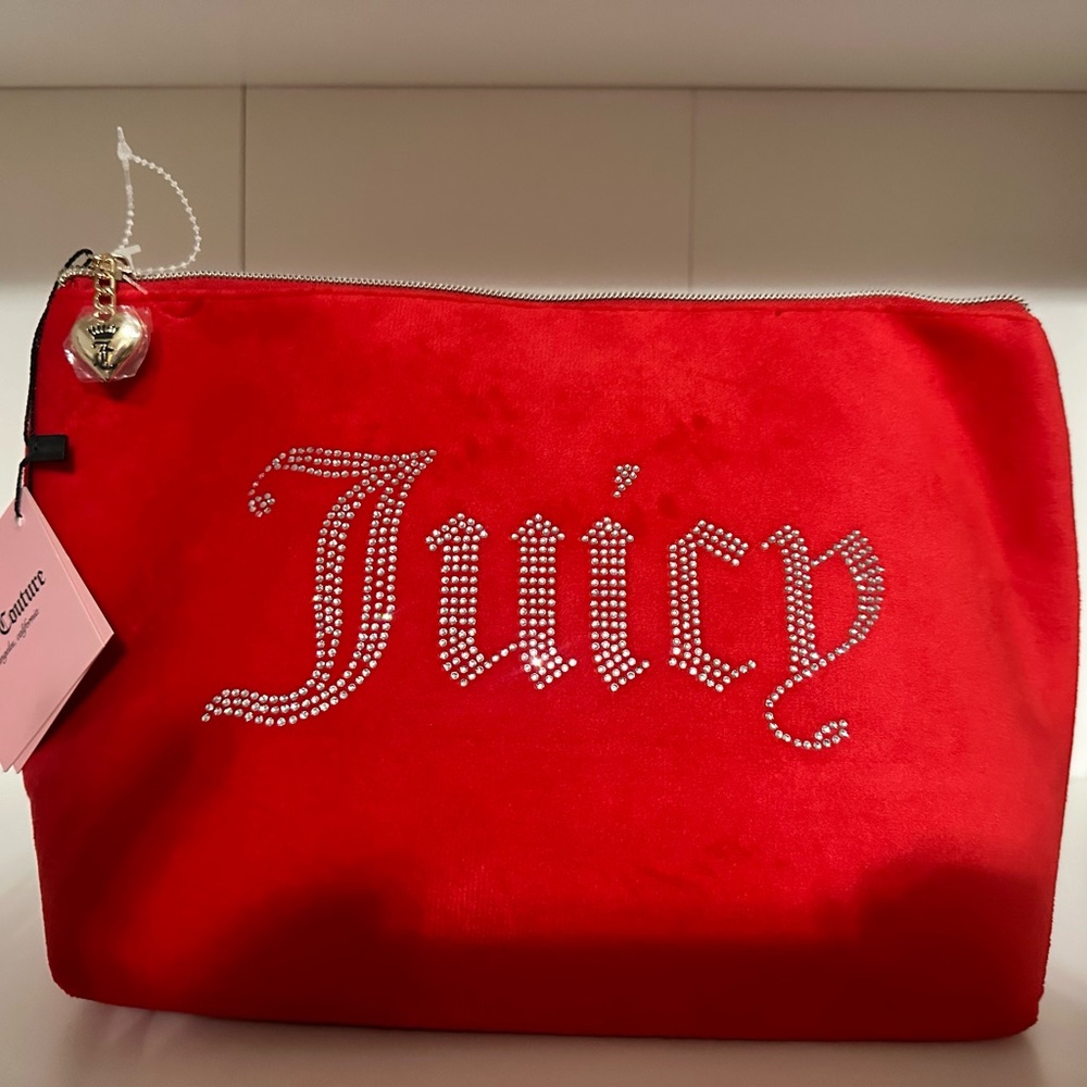 Juicy Couture Red Zipper Makeup Travel Bag